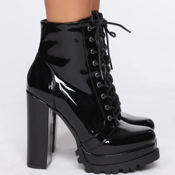 Shoes - Black combat heel boots